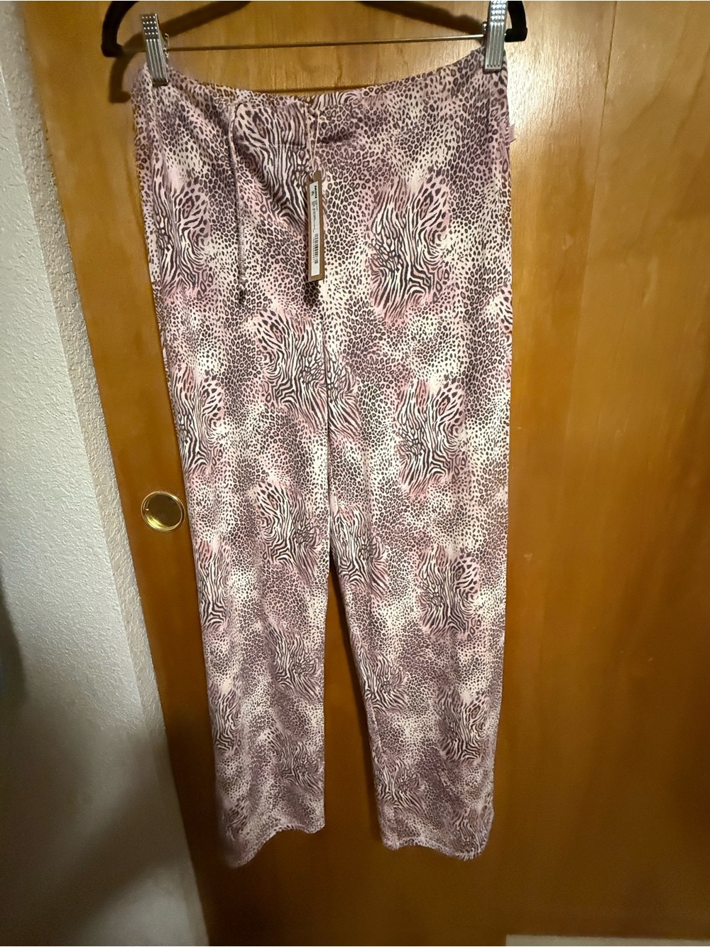 SKIMS Pink Animal Print Straight-Leg Pants